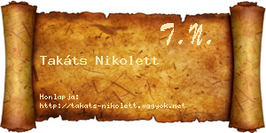 Takáts Nikolett névjegykártya